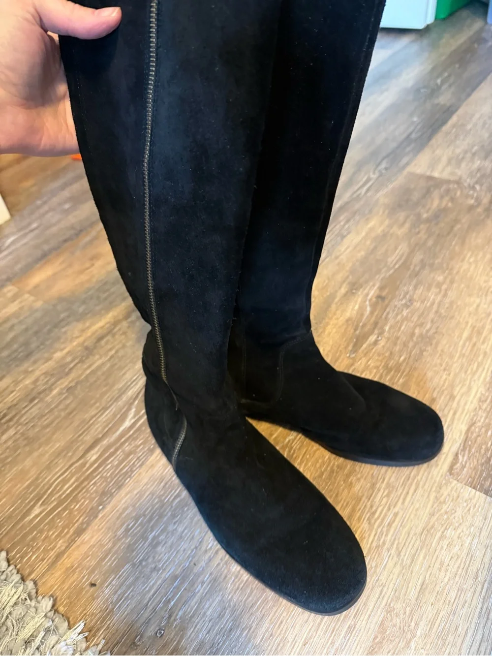 Corso Como Black Suede Over-the-Knee Zip Boots